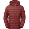 imageTBMPOY Mens Lightweight Puffer Jackets Detachable Hood WaterResistant Casual Winter Coat Hooded Insulated for Travel SkiRed