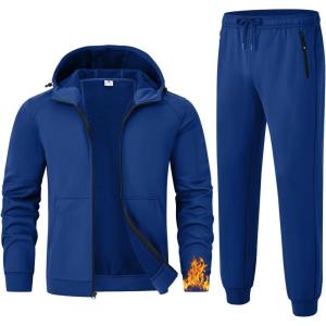 imageTBMPOY Mens Fleece Lined Hooded Tracksuits Sweatsuits 2 Piece Sets Winter Thermal Jogging Track Sweat Suits Warm Up OutfitsRoyal Blue