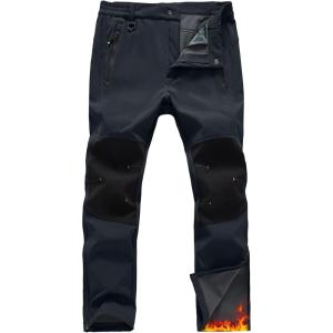imageTBMPOY Mens Snow Ski Pants Waterproof Fleece Lined Winter Insulated Softshell Outdoor Snowboard Skiing Zipper Bottom LegDark Gray