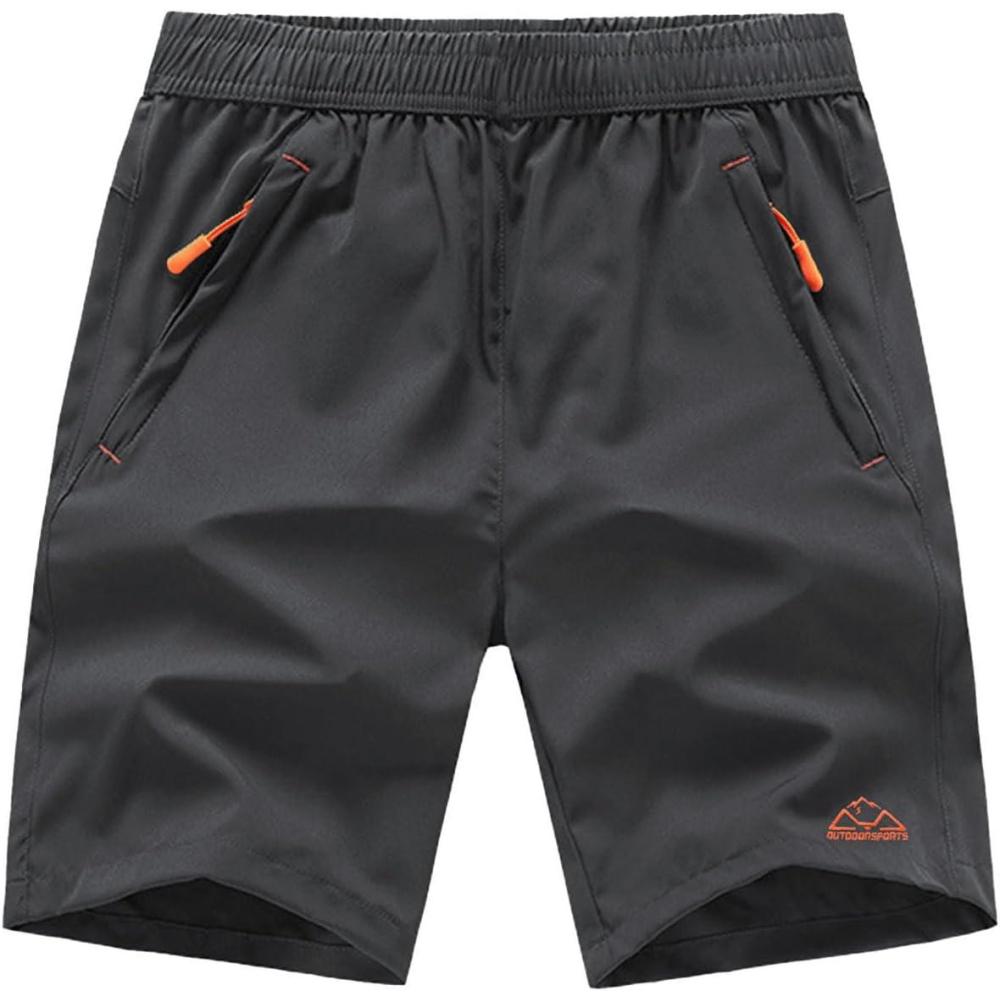 imageTBMPOY Mens Hiking Shorts Quick Dry Athletic Gym Workout Short with Zipper PocketsA1grey