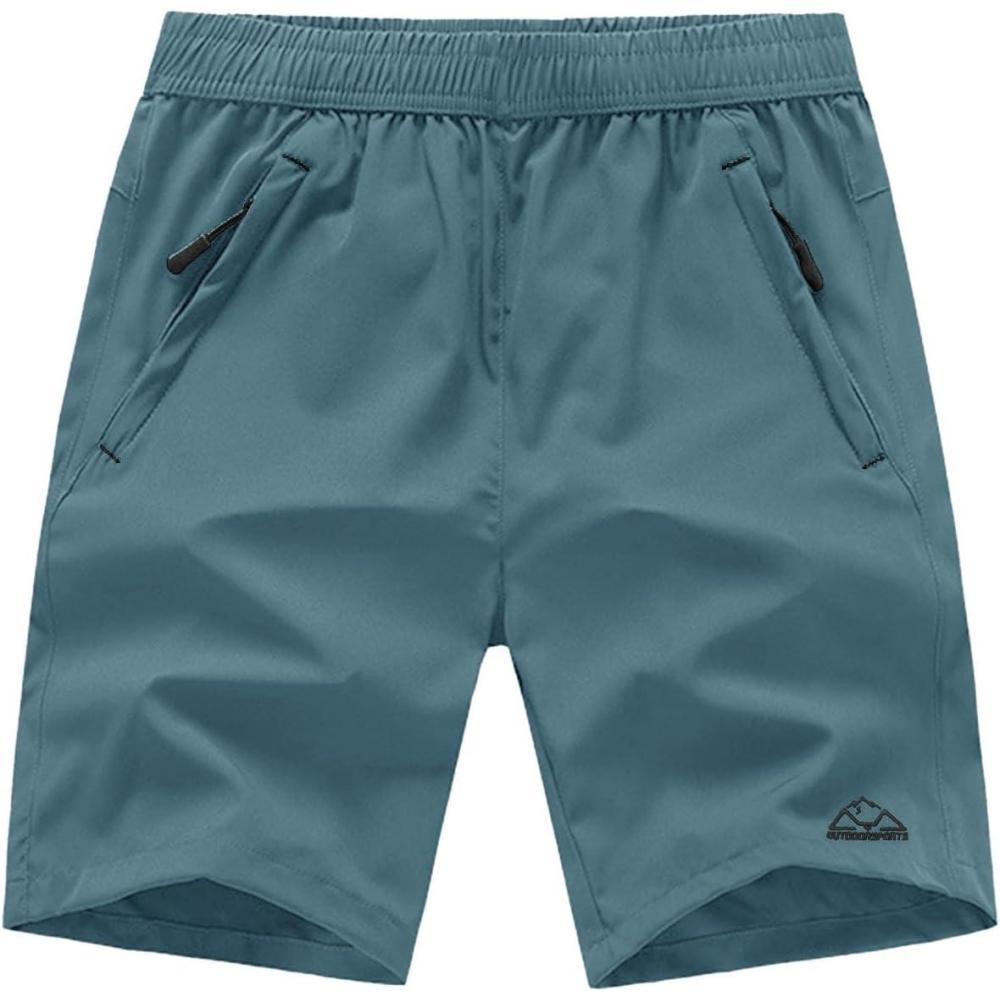 imageTBMPOY Mens Hiking Shorts Quick Dry Athletic Gym Workout Short with Zipper PocketsA21dusty Blue