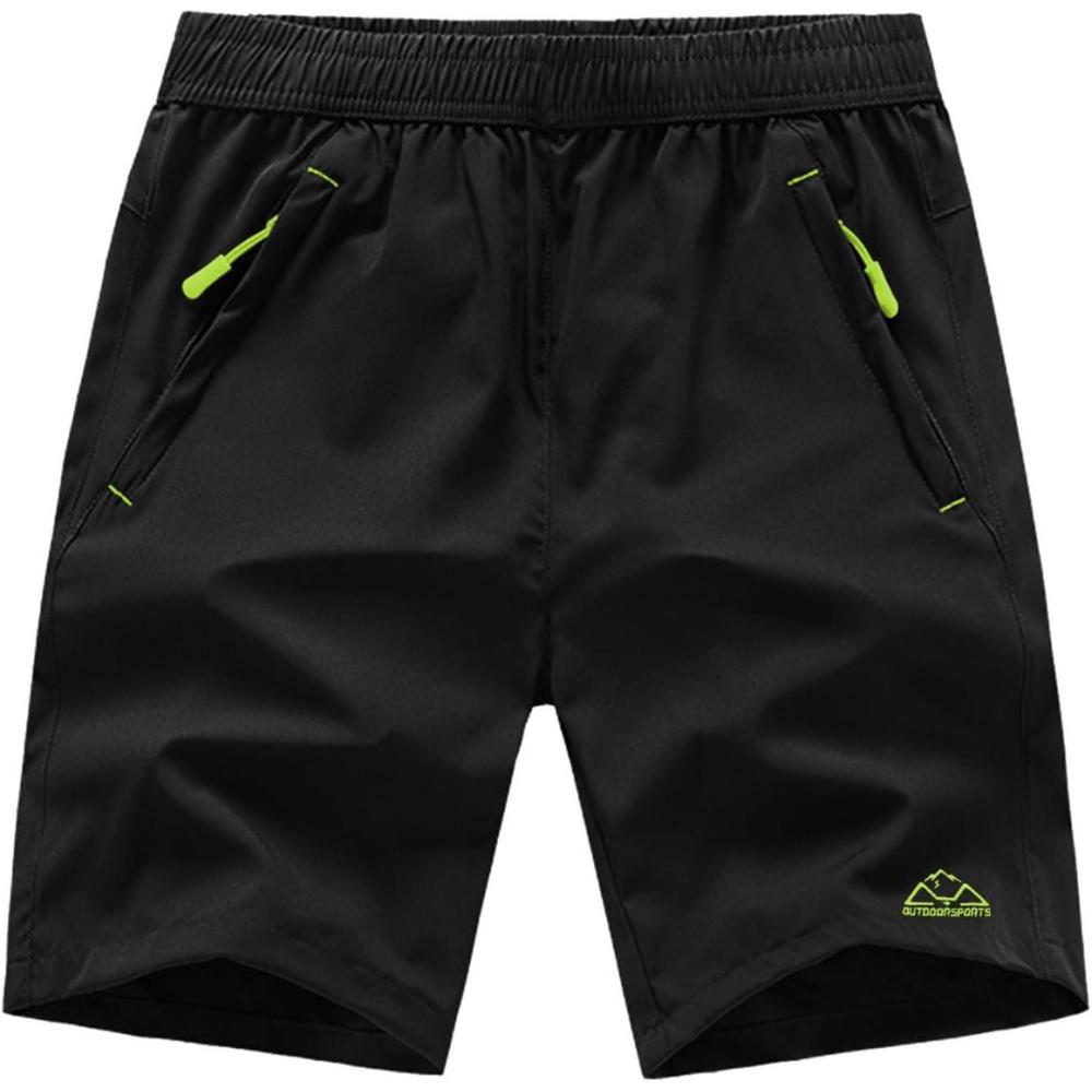 imageTBMPOY Mens Hiking Shorts Quick Dry Athletic Gym Workout Short with Zipper PocketsA29blackGreen
