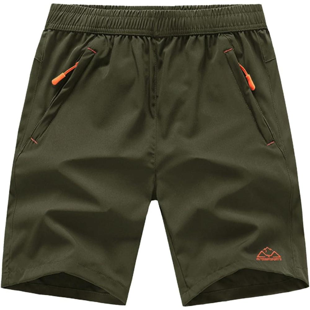 imageTBMPOY Mens Hiking Shorts Quick Dry Athletic Gym Workout Short with Zipper PocketsA4armygreen