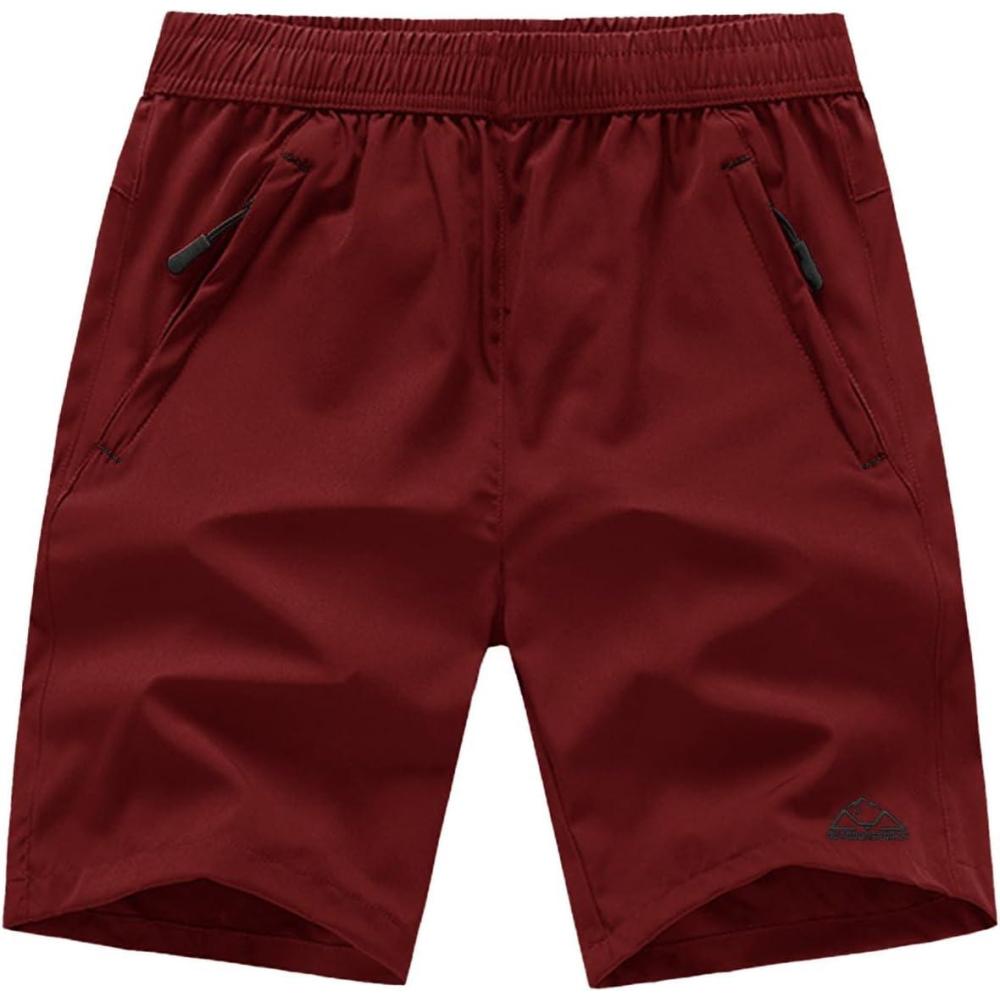 imageTBMPOY Mens Hiking Shorts Quick Dry Athletic Gym Workout Short with Zipper PocketsB11wine Red