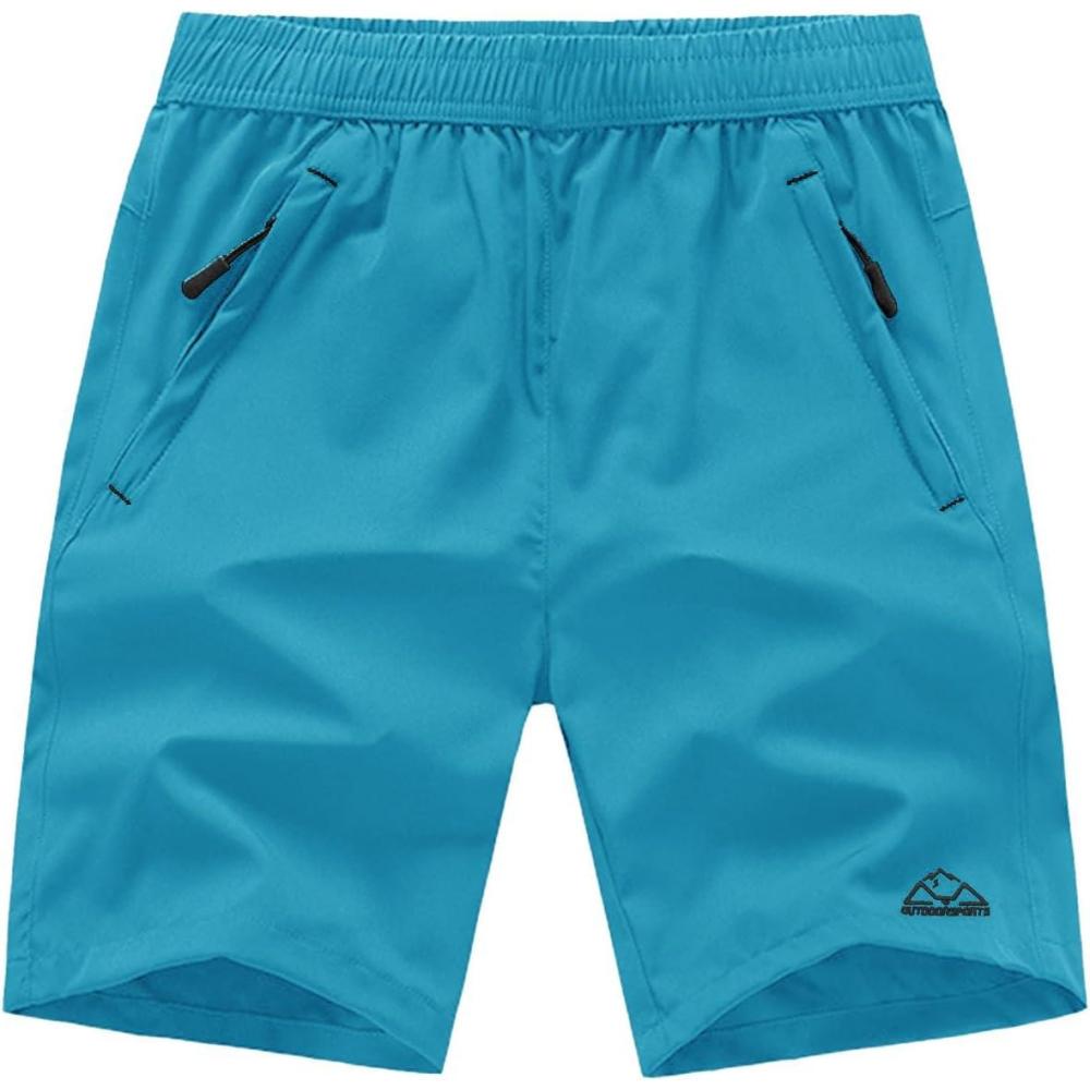 imageTBMPOY Mens Hiking Shorts Quick Dry Athletic Gym Workout Short with Zipper PocketsB12sky Blue