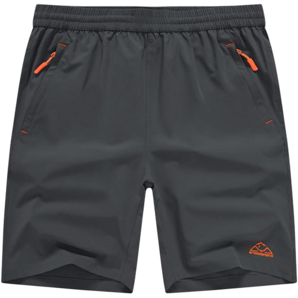 imageTBMPOY Mens Hiking Shorts Quick Dry Athletic Gym Workout Short with Zipper PocketsCool Grey