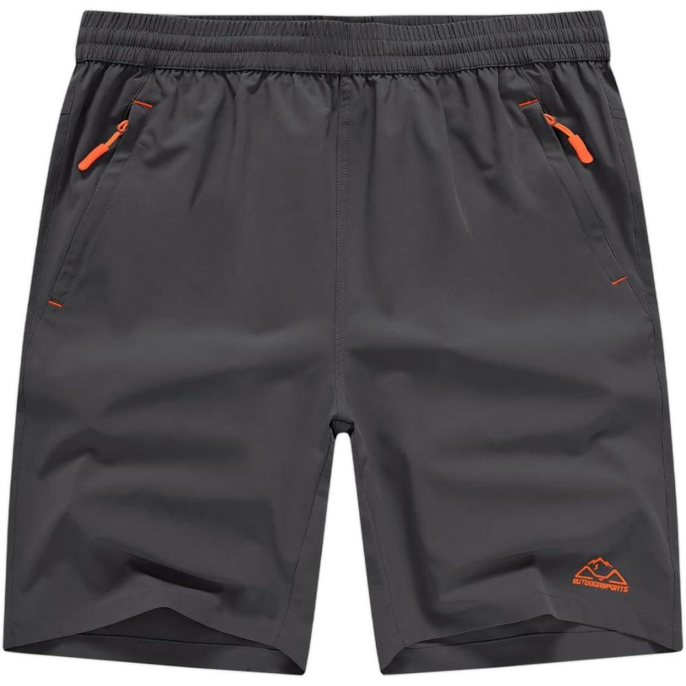 imageTBMPOY Mens Hiking Shorts Quick Dry Athletic Gym Workout Short with Zipper PocketsDark Grey