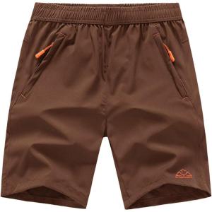 imageTBMPOY Mens Hiking Shorts Quick Dry Athletic Gym Workout Short with Zipper PocketsA22brown