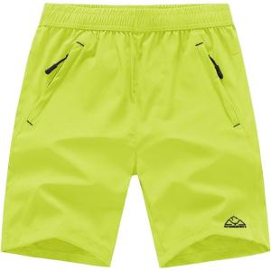 imageTBMPOY Mens Hiking Shorts Quick Dry Athletic Gym Workout Short with Zipper PocketsA25fluorescent Green