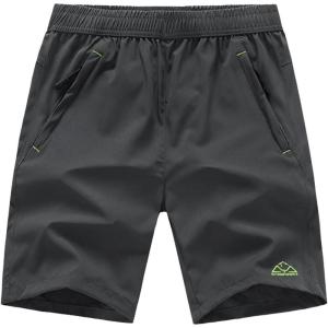 imageTBMPOY Mens Hiking Shorts Quick Dry Athletic Gym Workout Short with Zipper PocketsA26dark GreyGreen