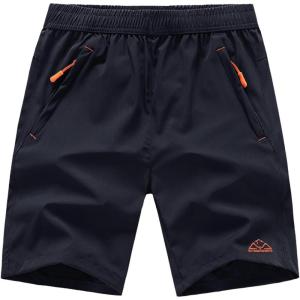 imageTBMPOY Mens Hiking Shorts Quick Dry Athletic Gym Workout Short with Zipper PocketsA27dark BlueRed