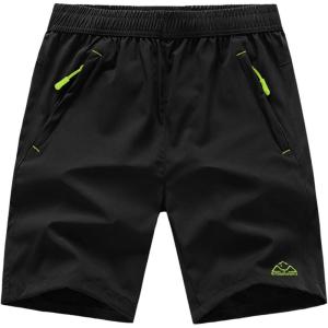imageTBMPOY Mens Hiking Shorts Quick Dry Athletic Gym Workout Short with Zipper PocketsA29blackGreen