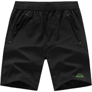 imageTBMPOY Mens Hiking Shorts Quick Dry Athletic Gym Workout Short with Zipper PocketsA6blackGreen