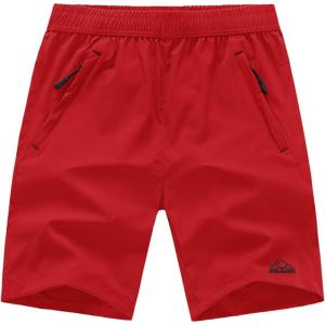 imageTBMPOY Mens Hiking Shorts Quick Dry Athletic Gym Workout Short with Zipper PocketsB10red