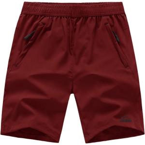 imageTBMPOY Mens Hiking Shorts Quick Dry Athletic Gym Workout Short with Zipper PocketsB11wine Red