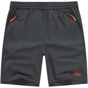imageTBMPOY Mens Hiking Shorts Quick Dry Athletic Gym Workout Short with Zipper PocketsCool Grey