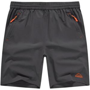 imageTBMPOY Mens Hiking Shorts Quick Dry Athletic Gym Workout Short with Zipper PocketsDark Grey