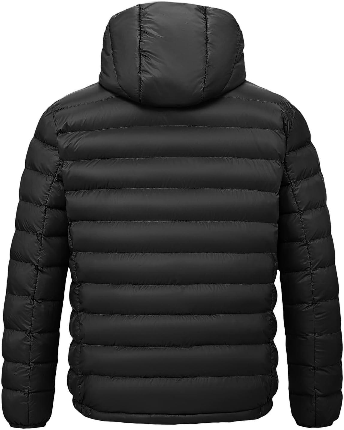 imageTBMPOY Mens Lightweight Packable Puffer Jackets Hooded Winter Bubble Coat Warm WaterResistant for Travel Casual HikingBlack