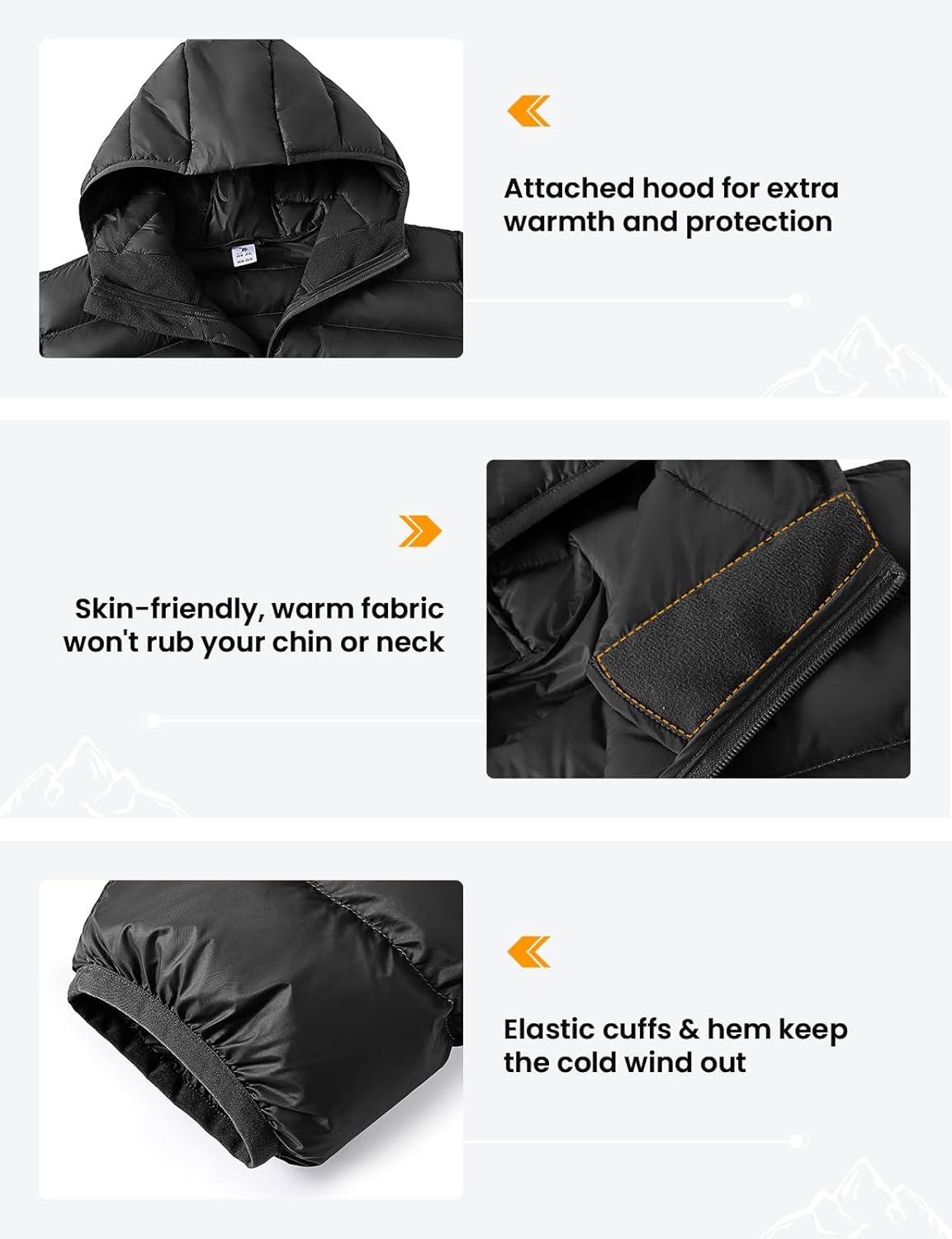 imageTBMPOY Mens Lightweight Packable Puffer Jackets Hooded Winter Bubble Coat Warm WaterResistant for Travel Casual HikingBlack