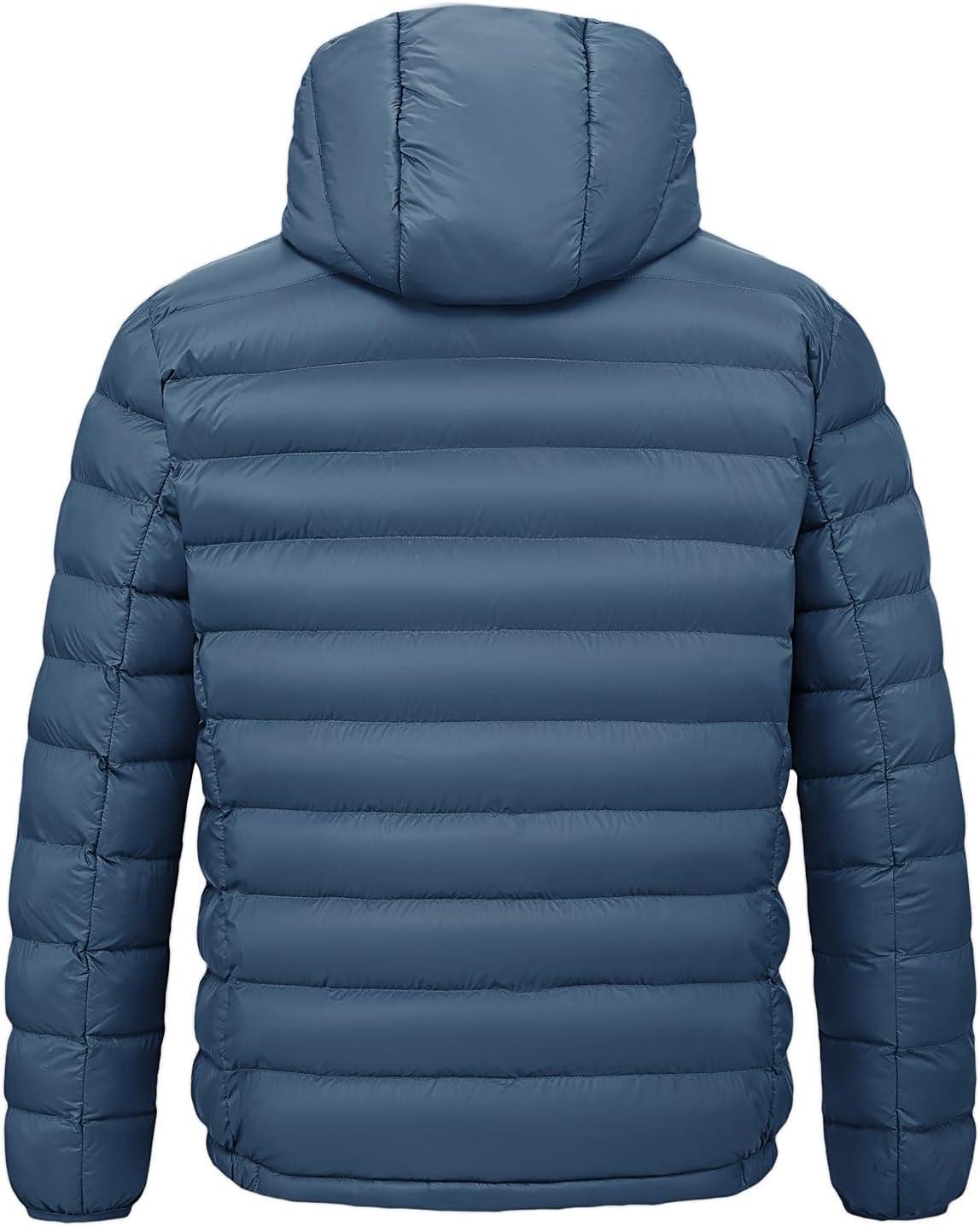 imageTBMPOY Mens Lightweight Packable Puffer Jackets Hooded Winter Bubble Coat Warm WaterResistant for Travel Casual HikingDark Blue