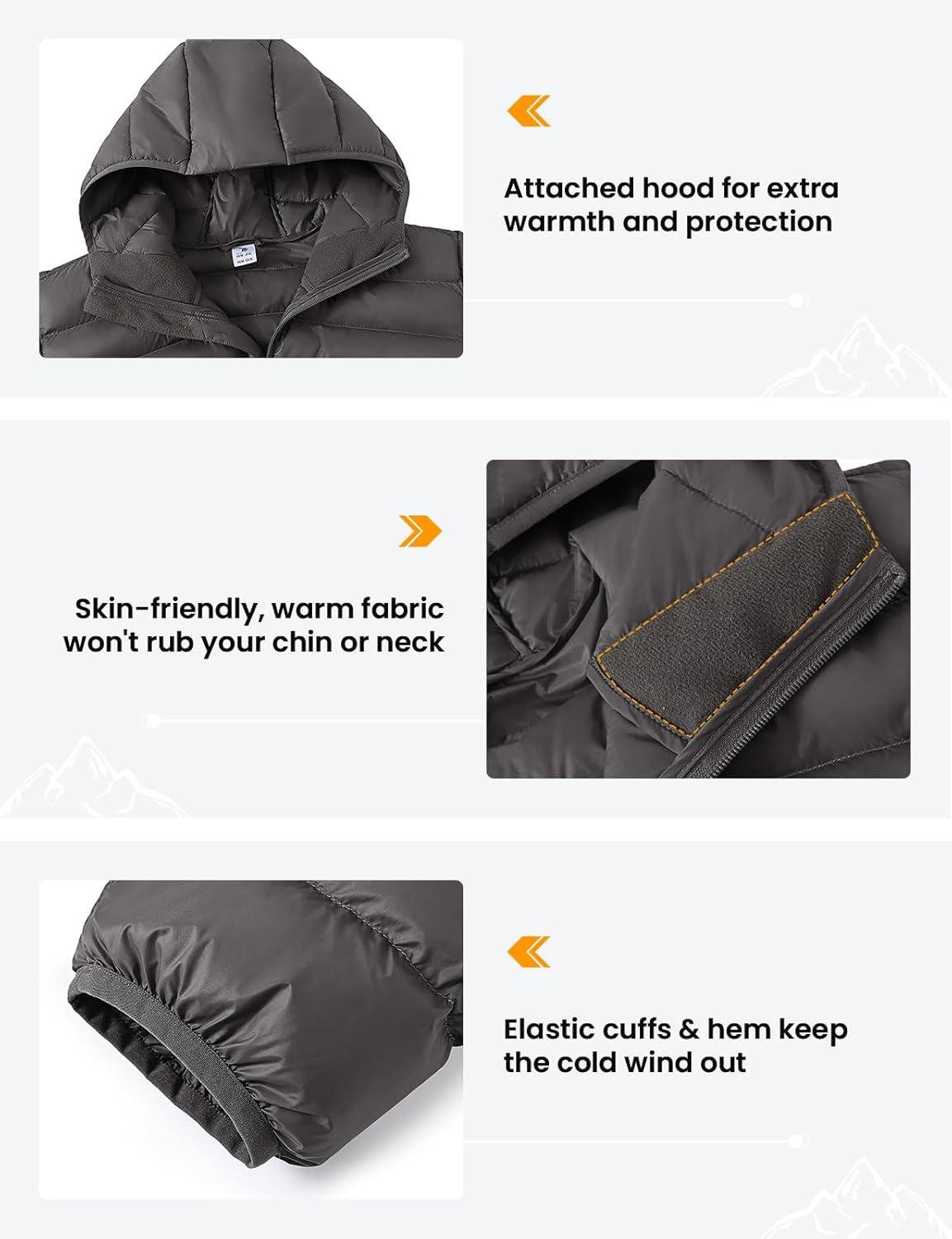 imageTBMPOY Mens Lightweight Packable Puffer Jackets Hooded Winter Bubble Coat Warm WaterResistant for Travel Casual HikingDark Grey