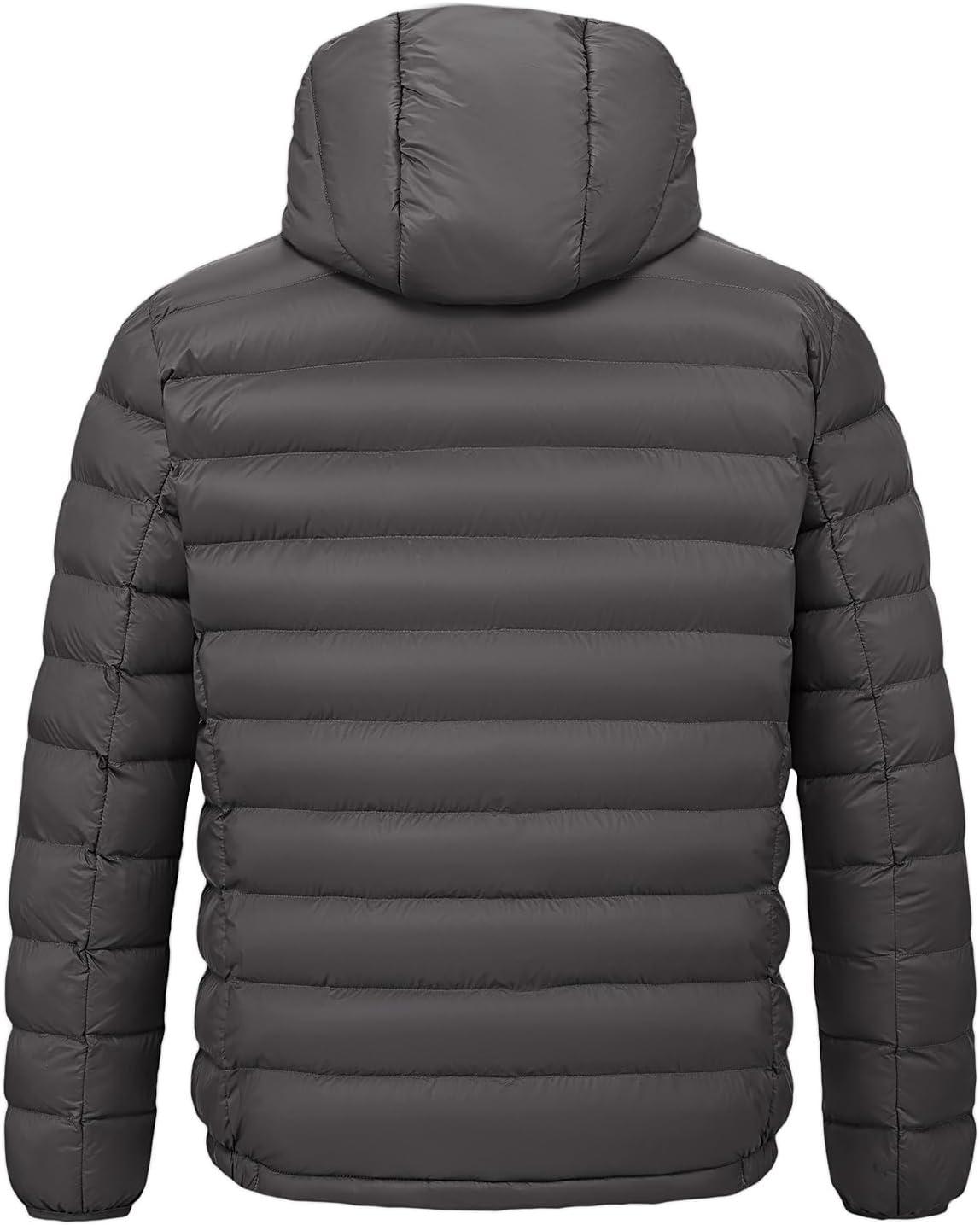 imageTBMPOY Mens Lightweight Packable Puffer Jackets Hooded Winter Bubble Coat Warm WaterResistant for Travel Casual HikingDark Grey