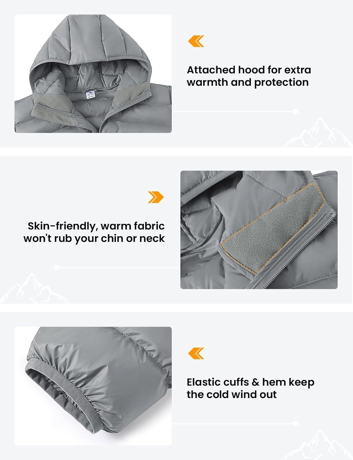 imageTBMPOY Mens Lightweight Packable Puffer Jackets Hooded Winter Bubble Coat Warm WaterResistant for Travel Casual HikingLight Grey