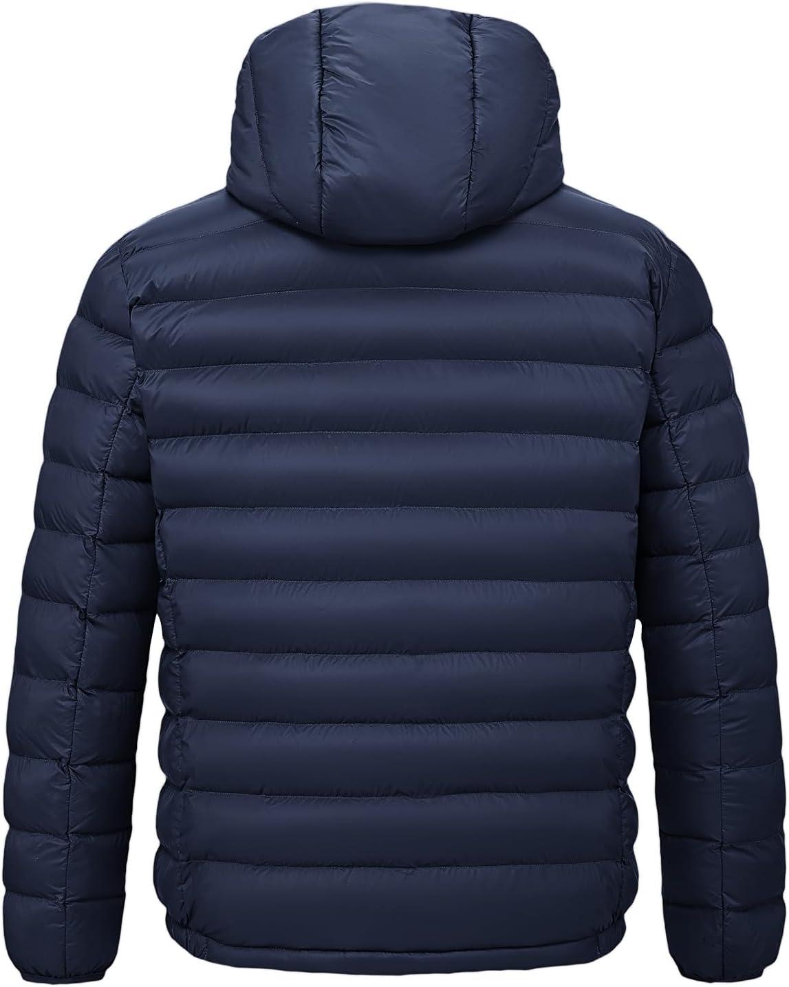 imageTBMPOY Mens Lightweight Packable Puffer Jackets Hooded Winter Bubble Coat Warm WaterResistant for Travel Casual HikingNavy