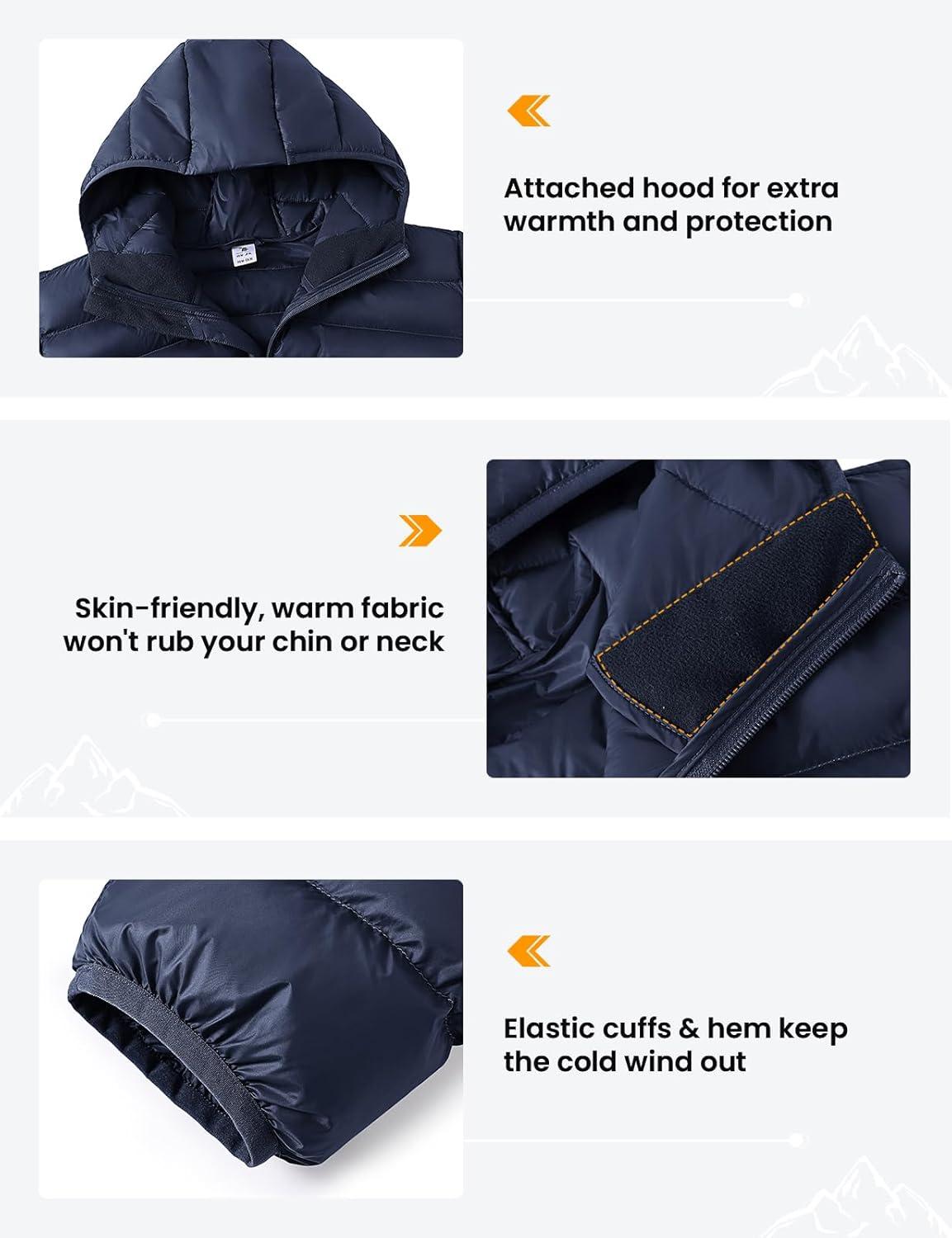 imageTBMPOY Mens Lightweight Packable Puffer Jackets Hooded Winter Bubble Coat Warm WaterResistant for Travel Casual HikingNavy
