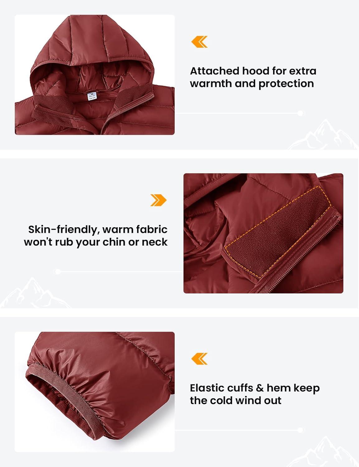 imageTBMPOY Mens Lightweight Packable Puffer Jackets Hooded Winter Bubble Coat Warm WaterResistant for Travel Casual HikingRed