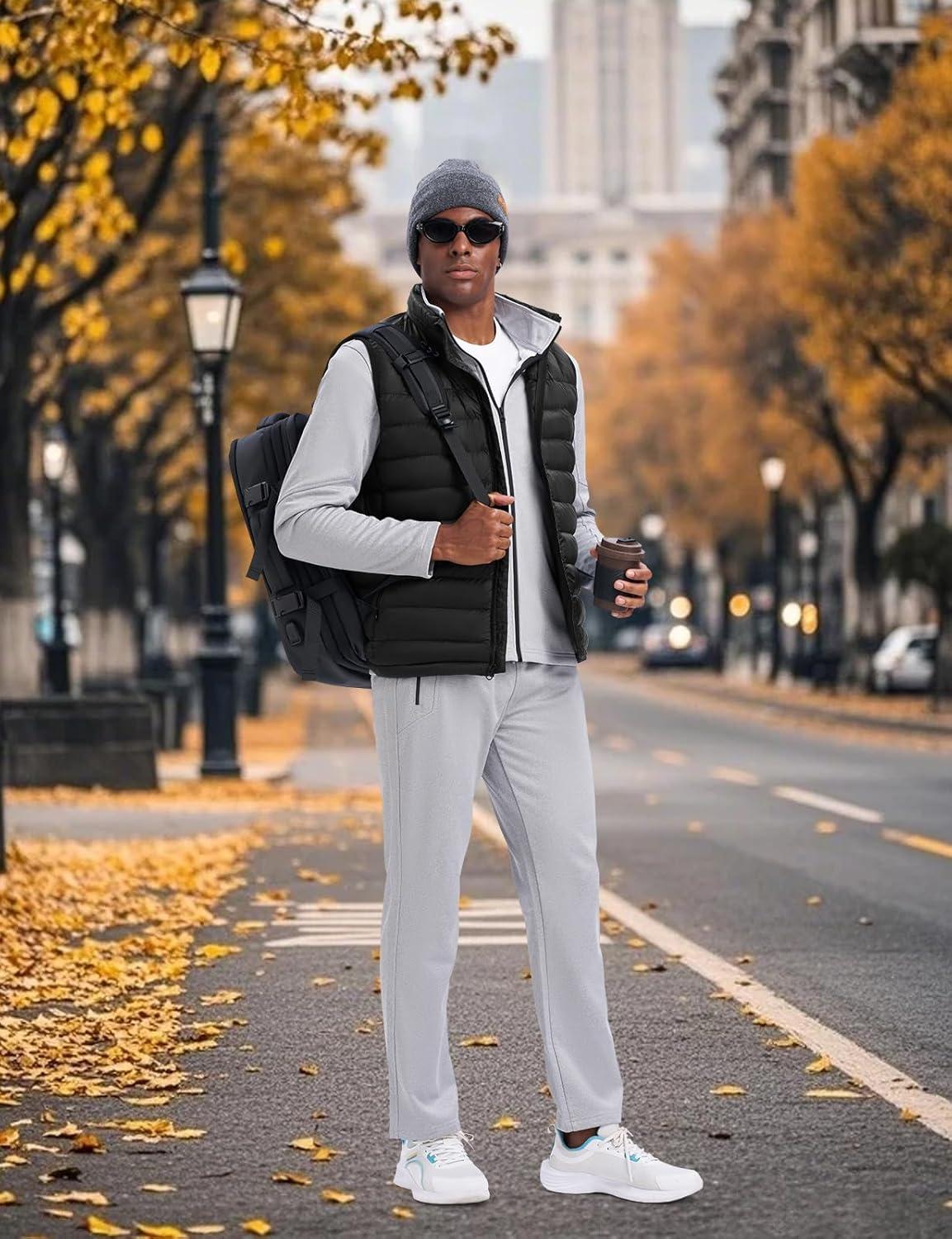 imageTBMPOY Mens Lightweight Packable Puffer Vest Sleeveless Puffy Outerwear WaterResistant Bubble Jackets Work Casual GolfBlack