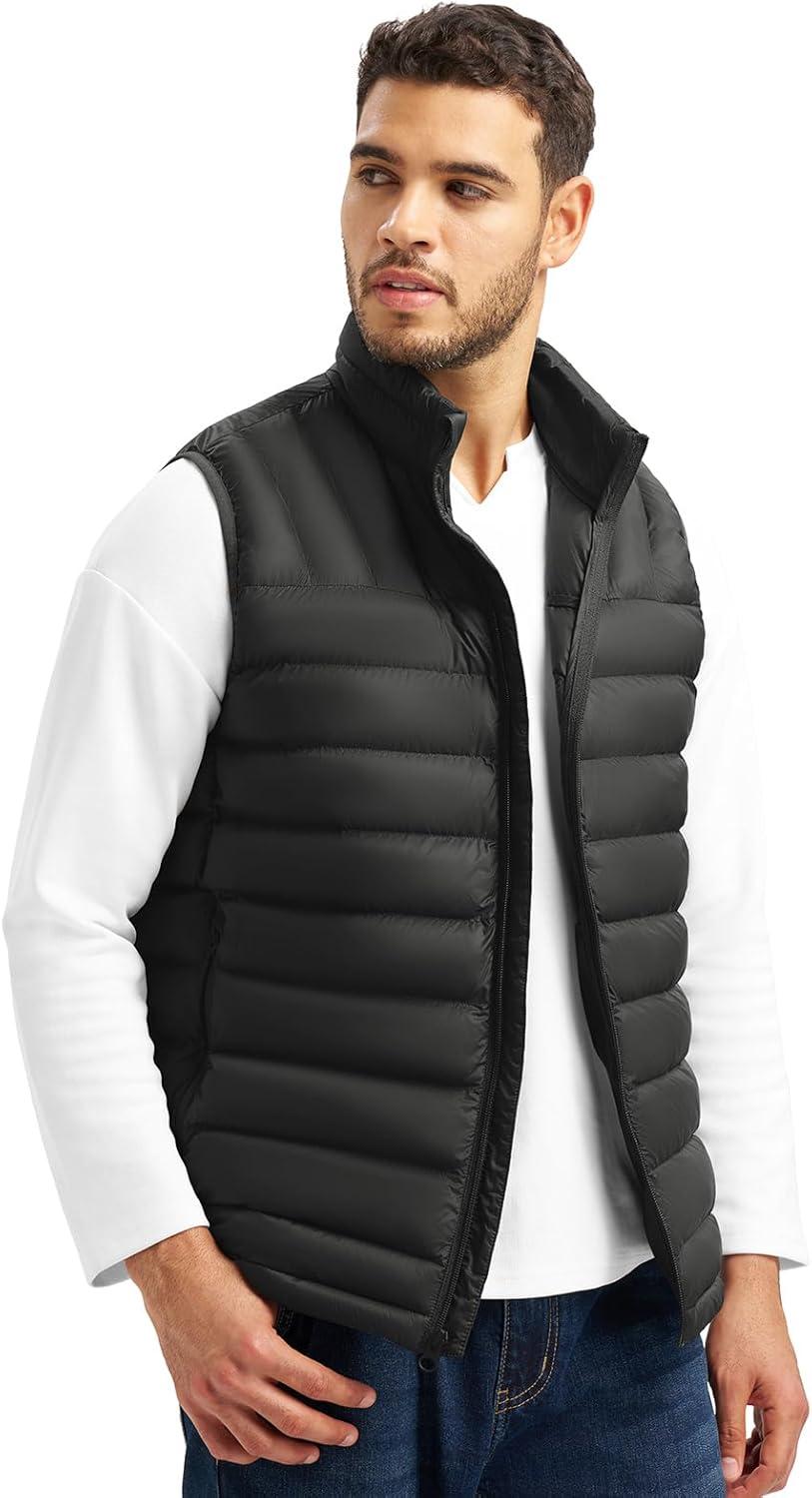 imageTBMPOY Mens Lightweight Packable Puffer Vest Sleeveless Puffy Outerwear WaterResistant Bubble Jackets Work Casual GolfBlack