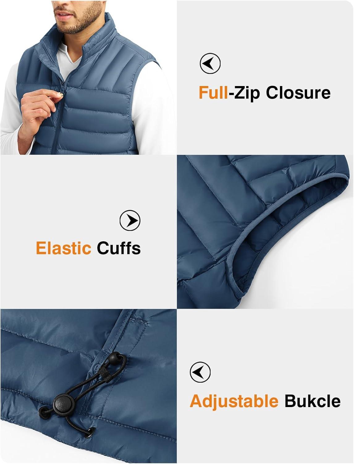 imageTBMPOY Mens Lightweight Packable Puffer Vest Sleeveless Puffy Outerwear WaterResistant Bubble Jackets Work Casual GolfBlue