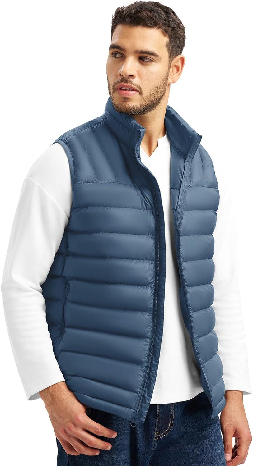 imageTBMPOY Mens Lightweight Packable Puffer Vest Sleeveless Puffy Outerwear WaterResistant Bubble Jackets Work Casual GolfBlue