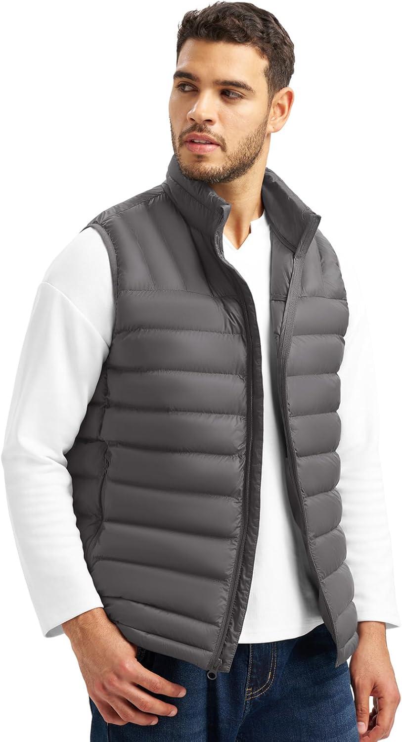 imageTBMPOY Mens Lightweight Packable Puffer Vest Sleeveless Puffy Outerwear WaterResistant Bubble Jackets Work Casual GolfDark Grey