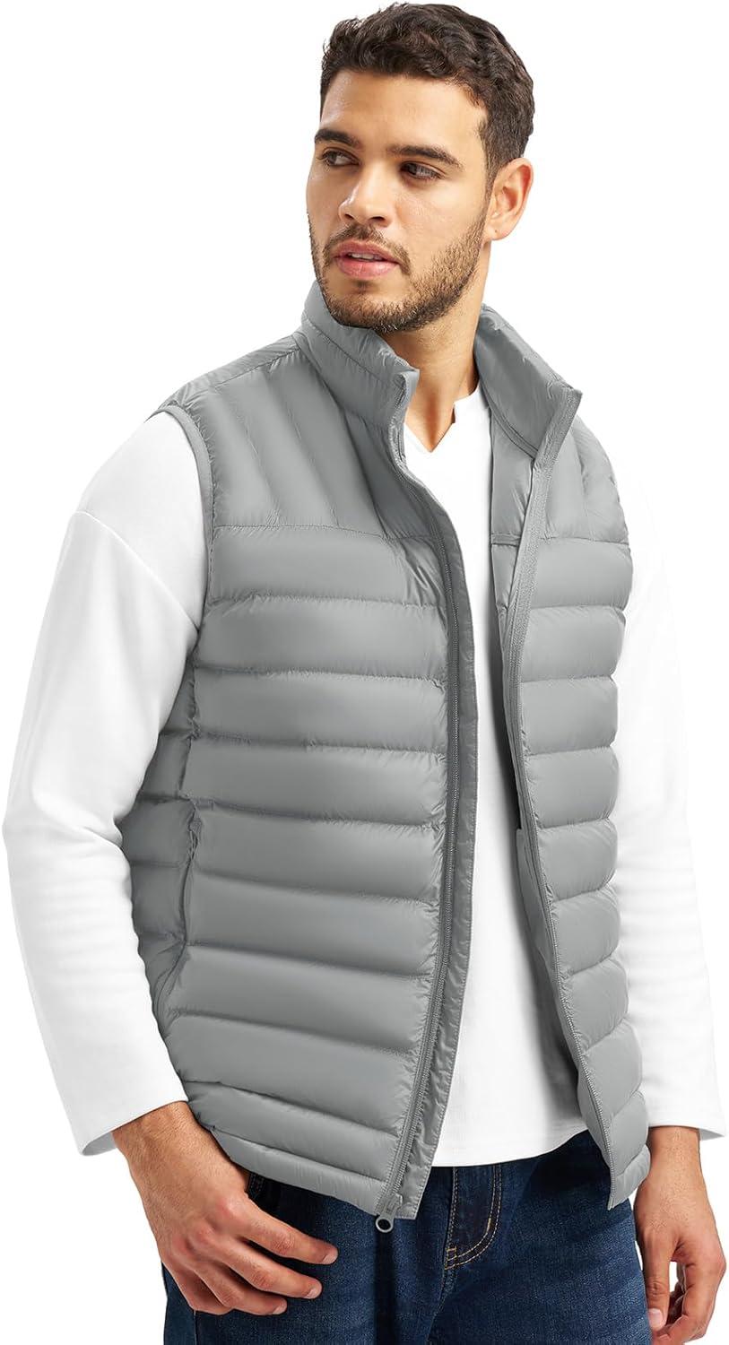 imageTBMPOY Mens Lightweight Packable Puffer Vest Sleeveless Puffy Outerwear WaterResistant Bubble Jackets Work Casual GolfLight Grey