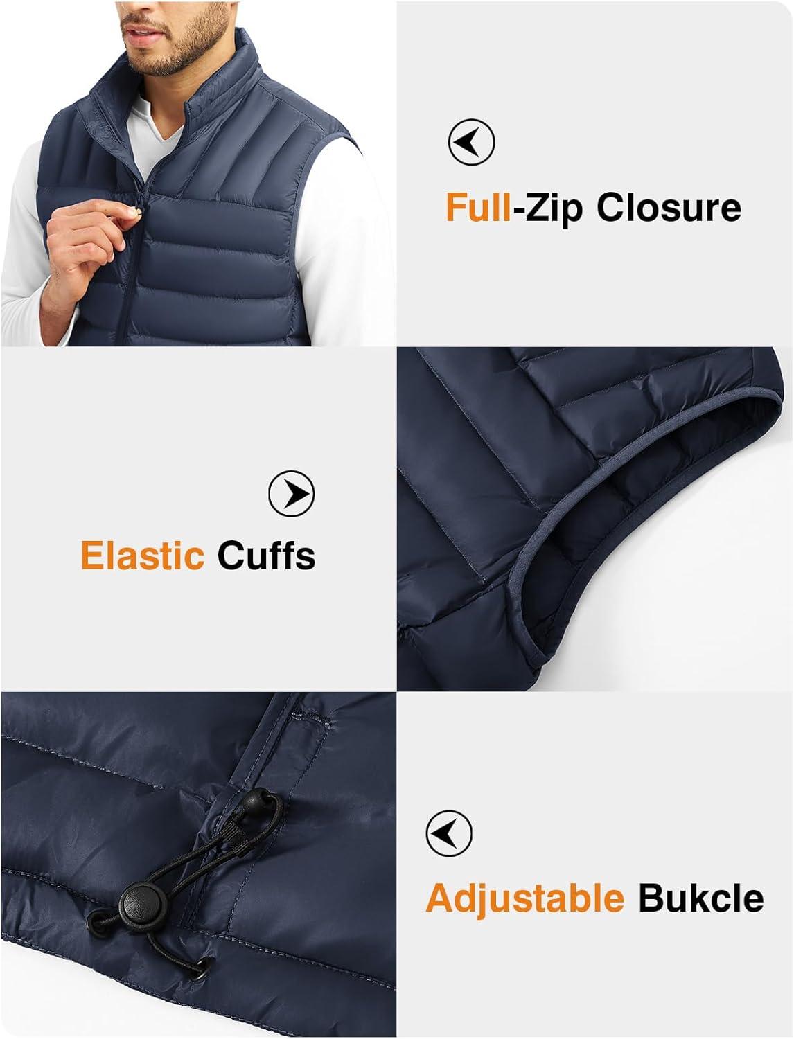 imageTBMPOY Mens Lightweight Packable Puffer Vest Sleeveless Puffy Outerwear WaterResistant Bubble Jackets Work Casual GolfNavy