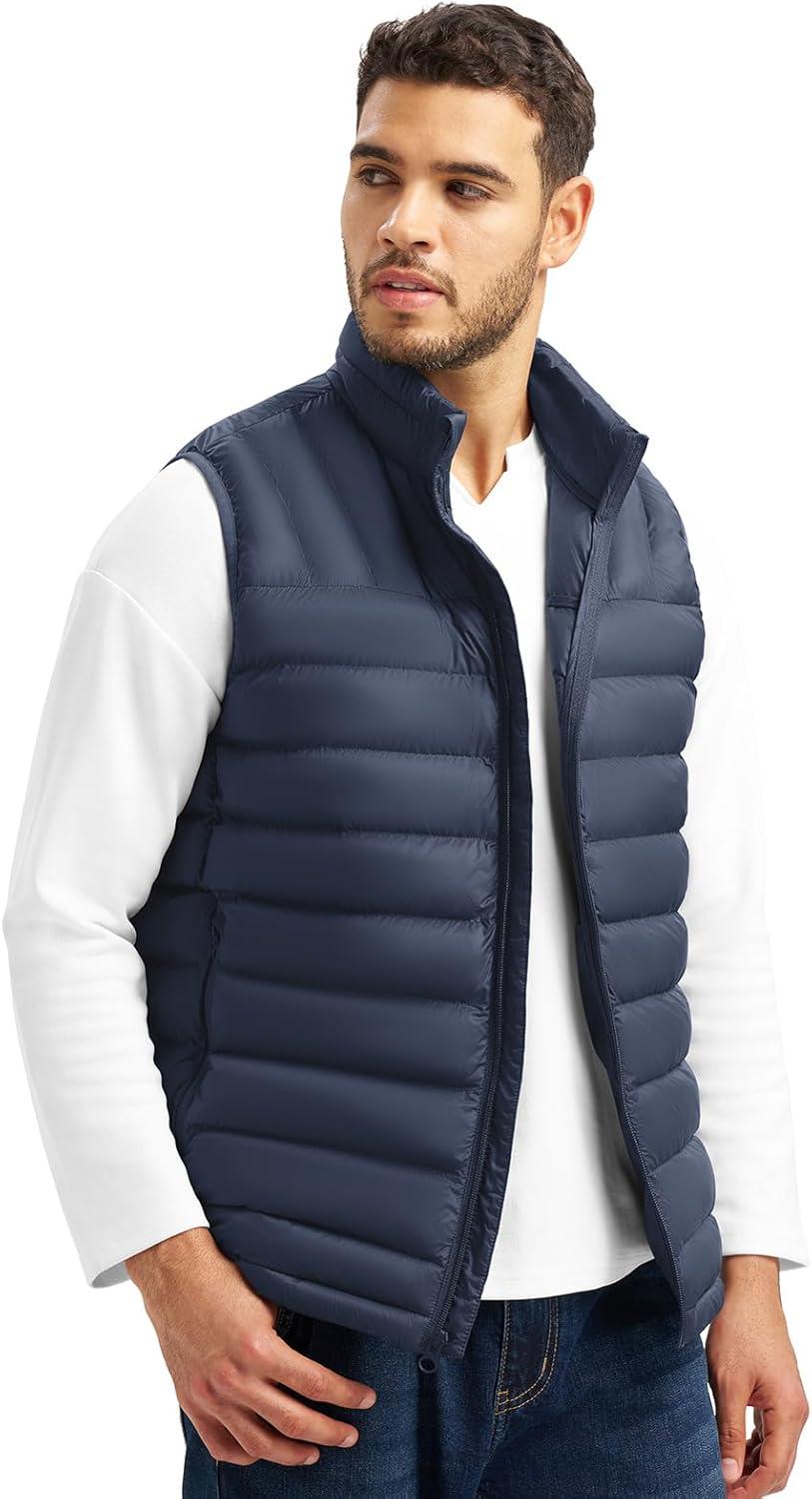 imageTBMPOY Mens Lightweight Packable Puffer Vest Sleeveless Puffy Outerwear WaterResistant Bubble Jackets Work Casual GolfNavy