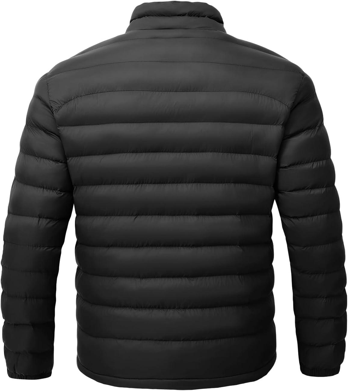 imageTBMPOY Mens Lightweight Packable Puffer Winter Jackets Puffy WaterResistant Bubble Insulated Coat for Travel Ski HikingBlack