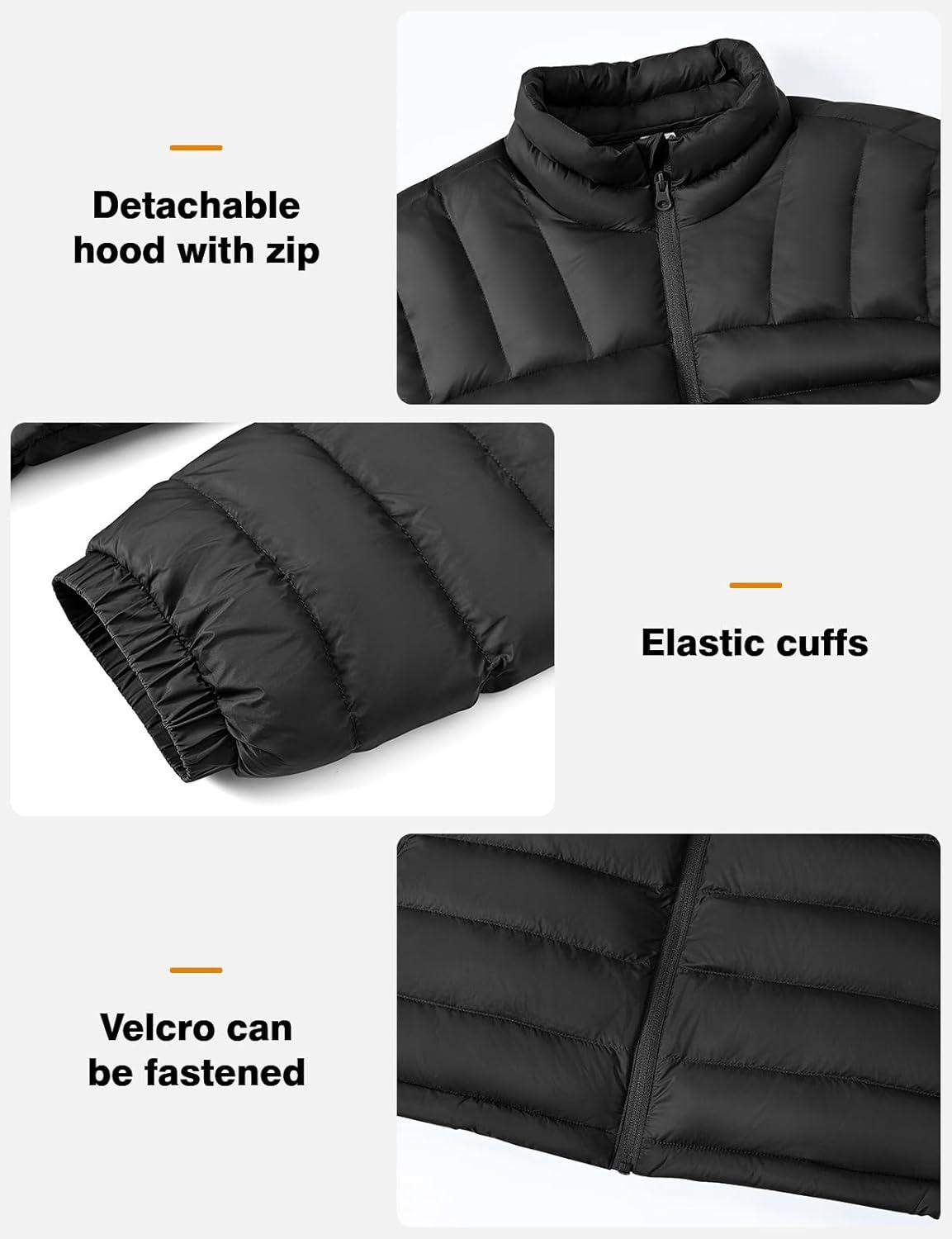 imageTBMPOY Mens Lightweight Packable Puffer Winter Jackets Puffy WaterResistant Bubble Insulated Coat for Travel Ski HikingBlack