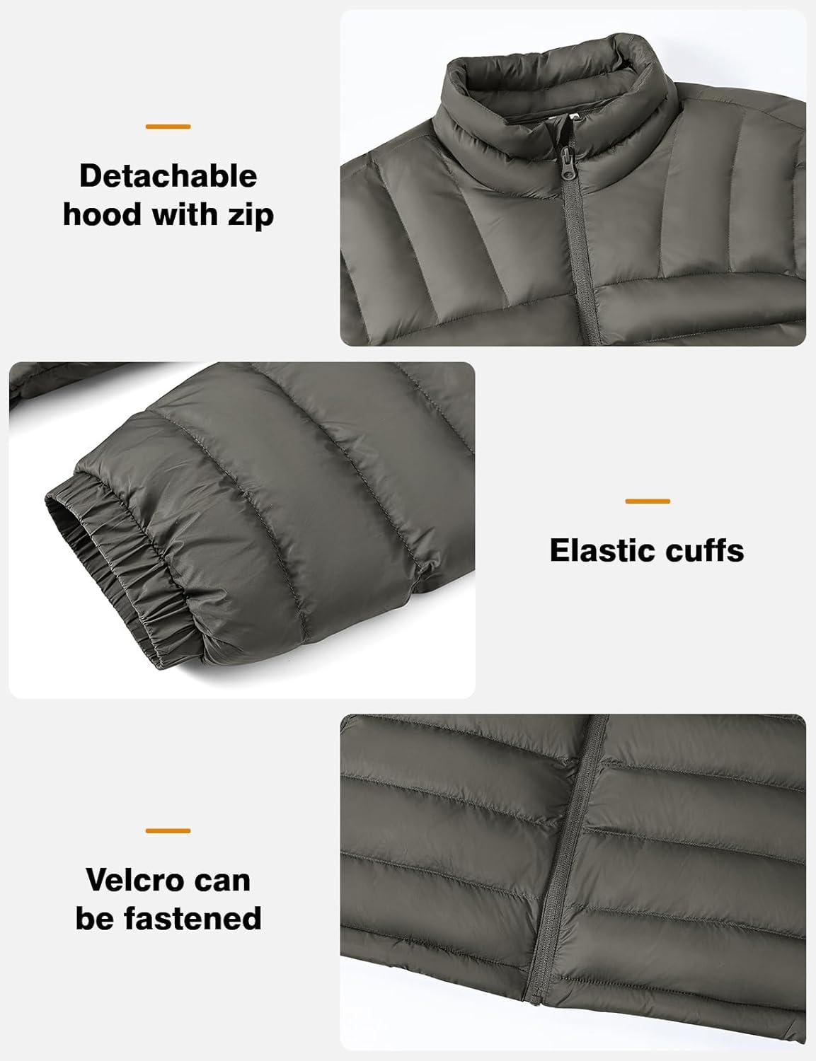 imageTBMPOY Mens Lightweight Packable Puffer Winter Jackets Puffy WaterResistant Bubble Insulated Coat for Travel Ski HikingDark Grey