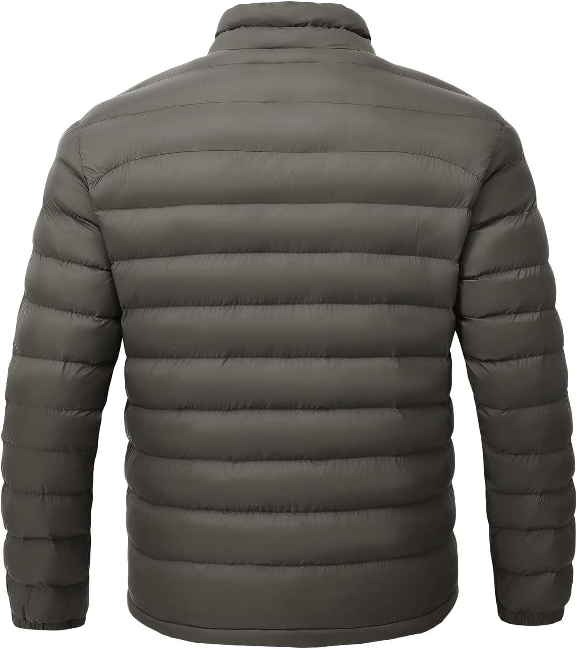 imageTBMPOY Mens Lightweight Packable Puffer Winter Jackets Puffy WaterResistant Bubble Insulated Coat for Travel Ski HikingDark Grey
