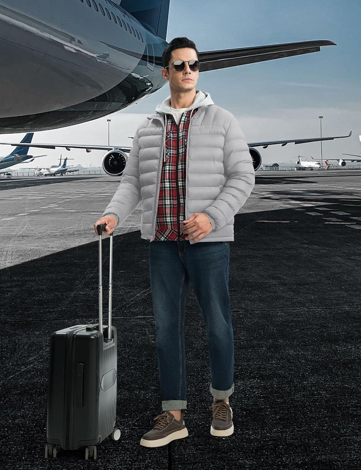 imageTBMPOY Mens Lightweight Packable Puffer Winter Jackets Puffy WaterResistant Bubble Insulated Coat for Travel Ski HikingLight Grey