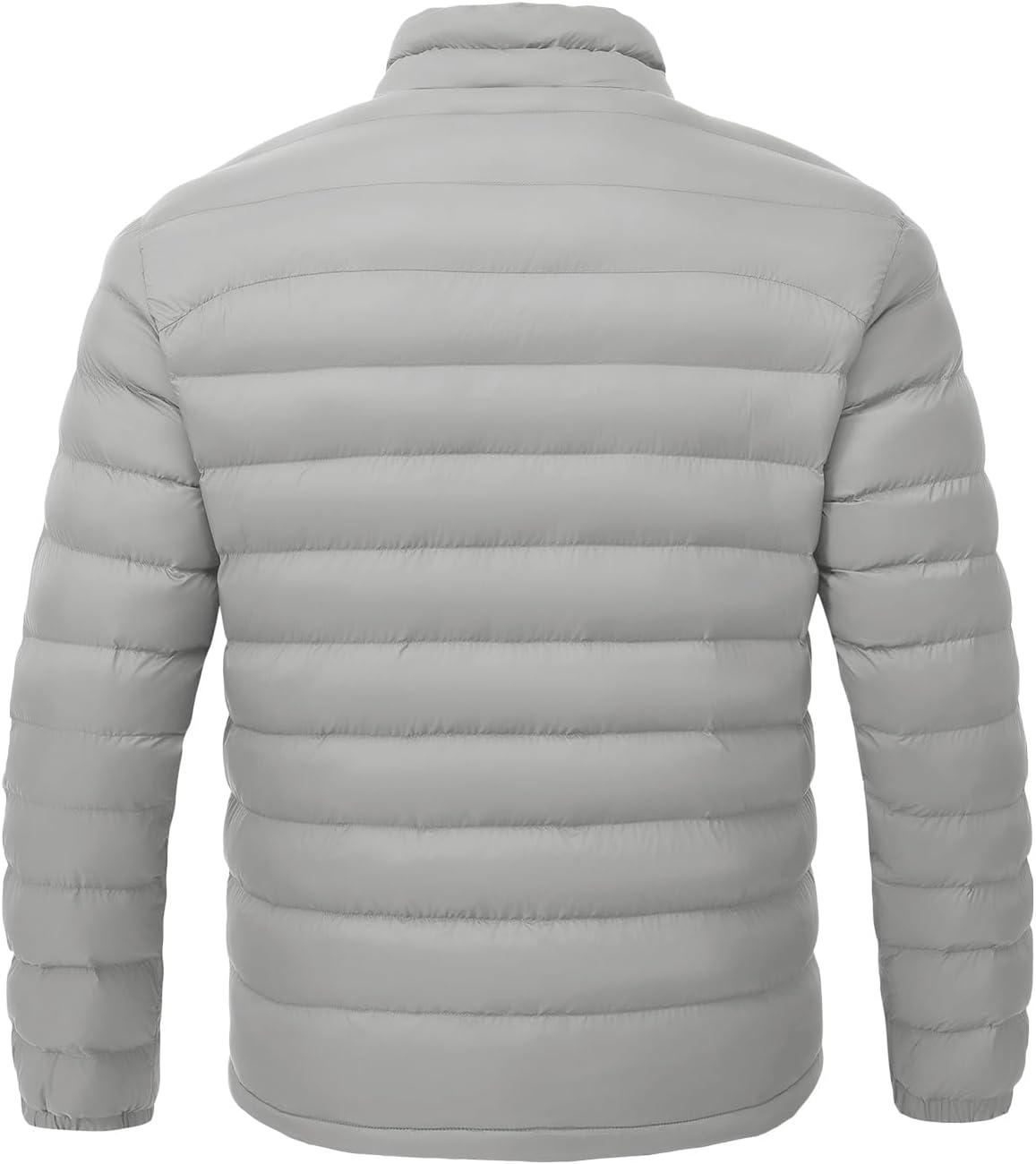 imageTBMPOY Mens Lightweight Packable Puffer Winter Jackets Puffy WaterResistant Bubble Insulated Coat for Travel Ski HikingLight Grey