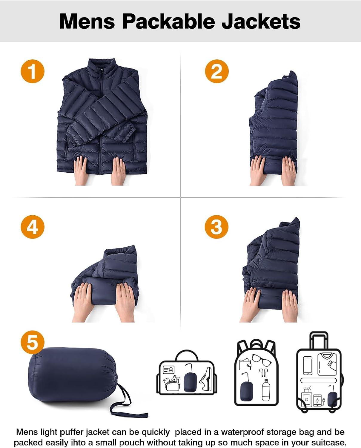 imageTBMPOY Mens Lightweight Packable Puffer Winter Jackets Puffy WaterResistant Bubble Insulated Coat for Travel Ski HikingNavy