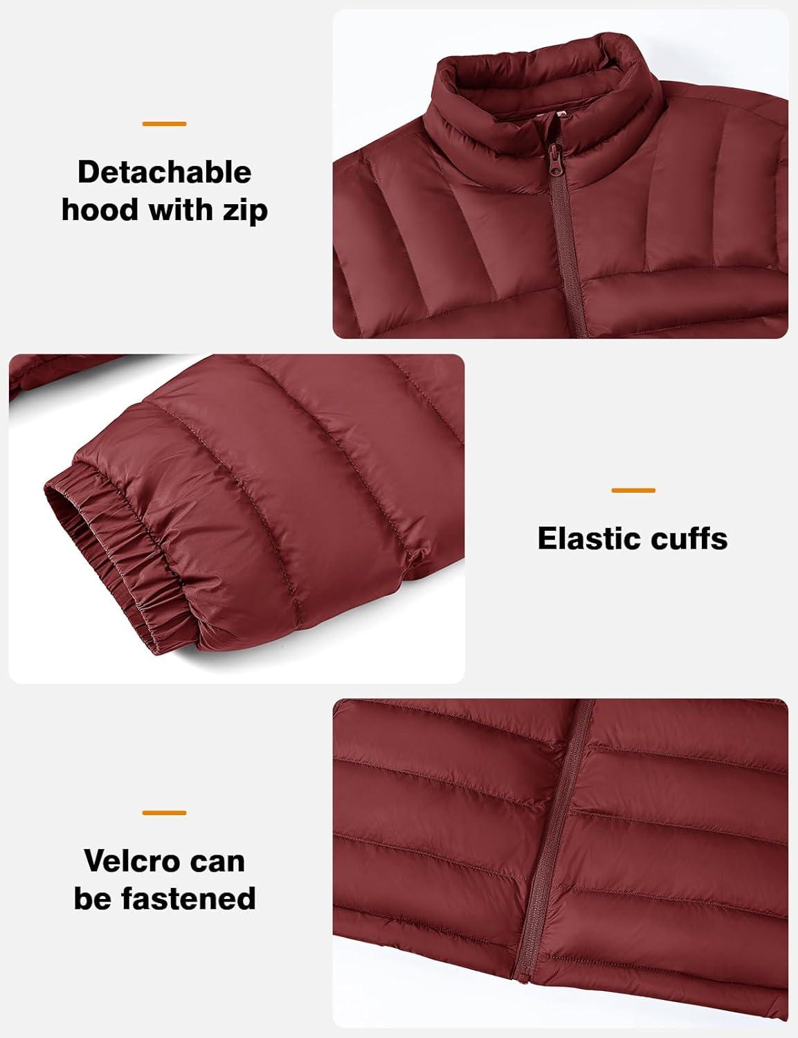 imageTBMPOY Mens Lightweight Packable Puffer Winter Jackets Puffy WaterResistant Bubble Insulated Coat for Travel Ski HikingWine Red