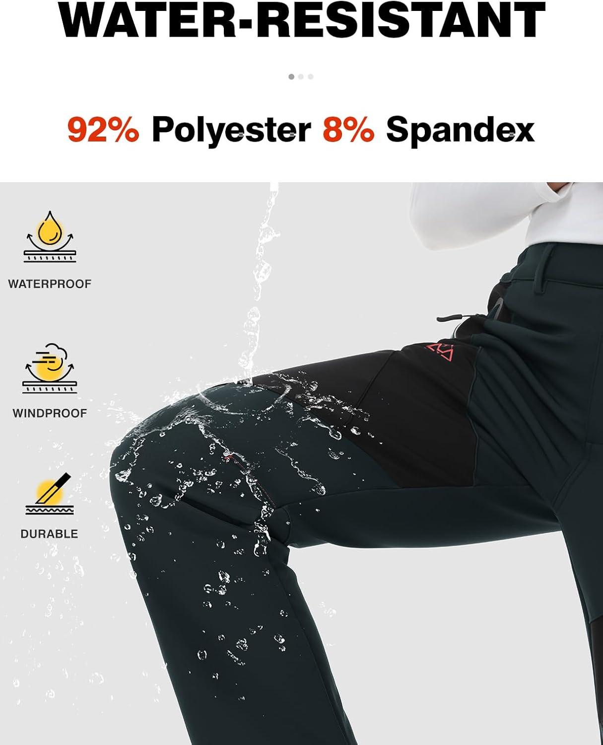 imageTBMPOY Womens Fleece Lined Ski Snow Pants Waterproof Winter Cargo Hiking Warm Thermal Softshell Insulated Outdoor PantDark Grey