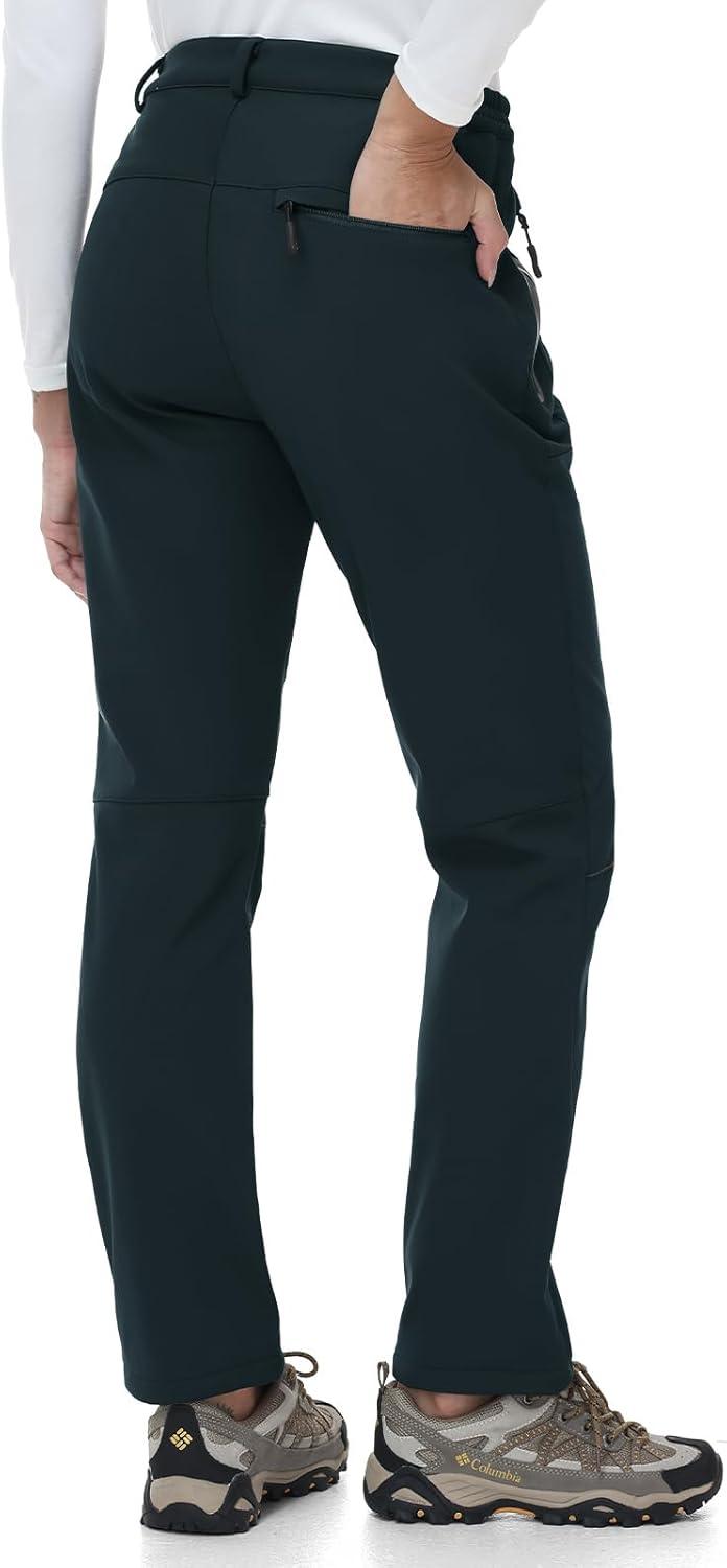 imageTBMPOY Womens Fleece Lined Ski Snow Pants Waterproof Winter Cargo Hiking Warm Thermal Softshell Insulated Outdoor PantFull Dark Grey