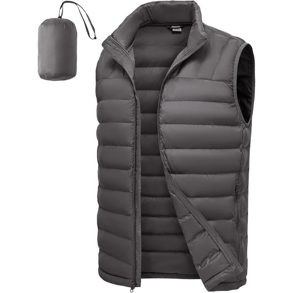 imageTBMPOY Mens Lightweight Packable Puffer Vest Sleeveless Puffy Outerwear WaterResistant Bubble Jackets Work Casual GolfDark Grey