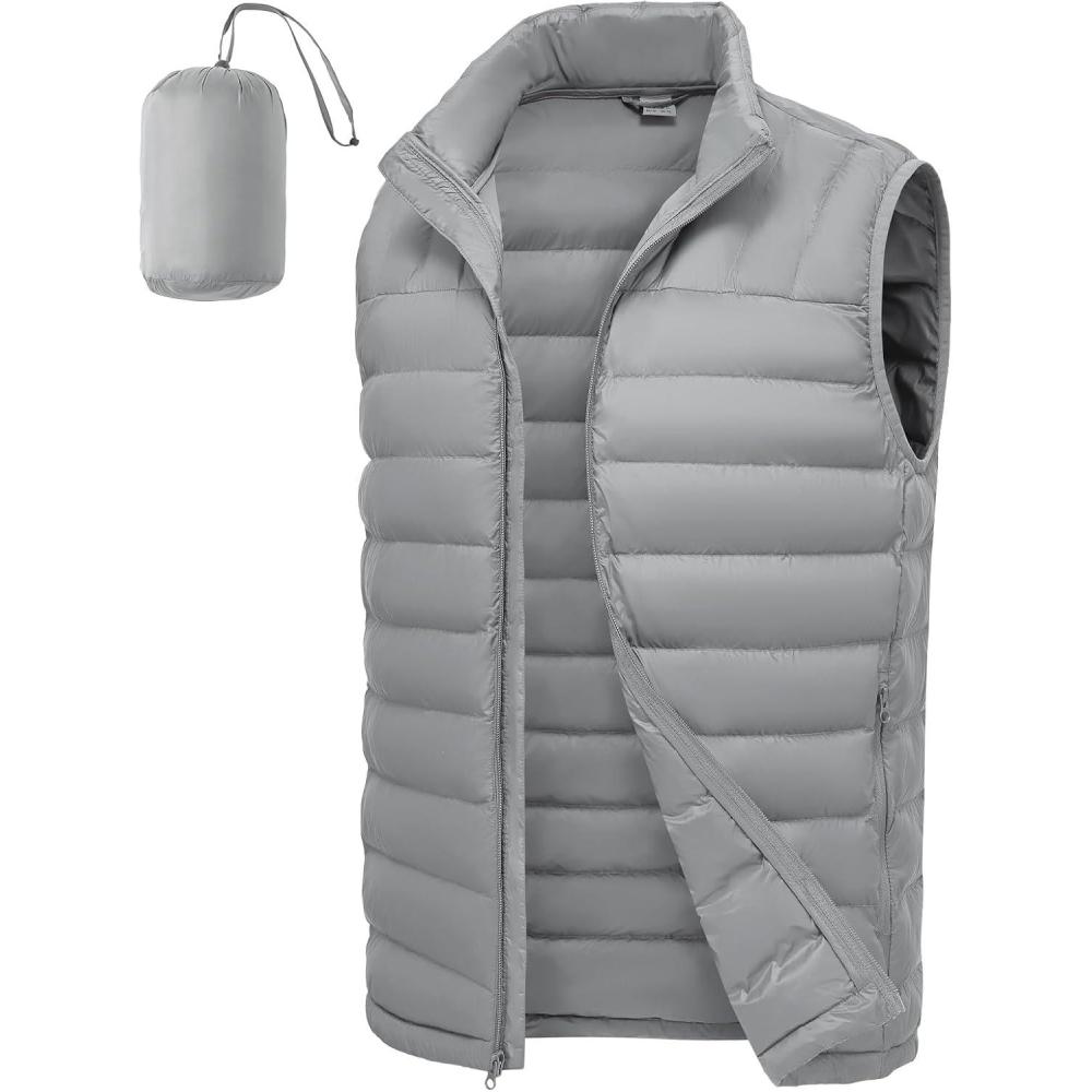 imageTBMPOY Mens Lightweight Packable Puffer Vest Sleeveless Puffy Outerwear WaterResistant Bubble Jackets Work Casual GolfLight Grey